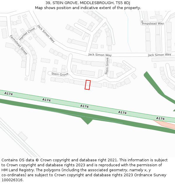 39, STEIN GROVE, MIDDLESBROUGH, TS5 8DJ: Location map and indicative extent of plot