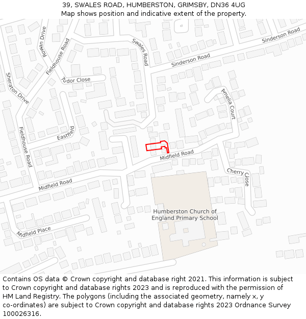 39, SWALES ROAD, HUMBERSTON, GRIMSBY, DN36 4UG: Location map and indicative extent of plot