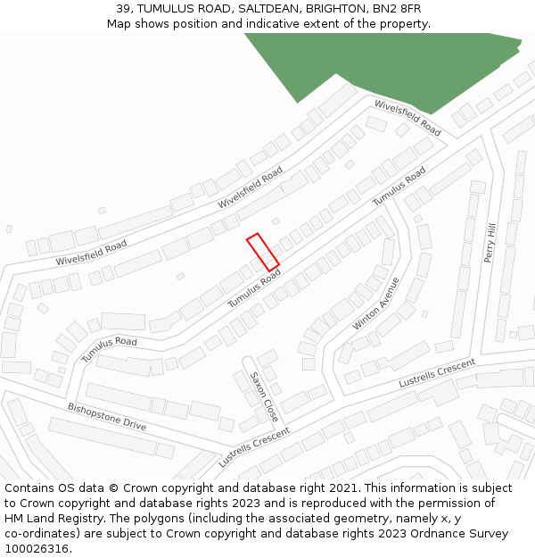 39, TUMULUS ROAD, SALTDEAN, BRIGHTON, BN2 8FR: Location map and indicative extent of plot