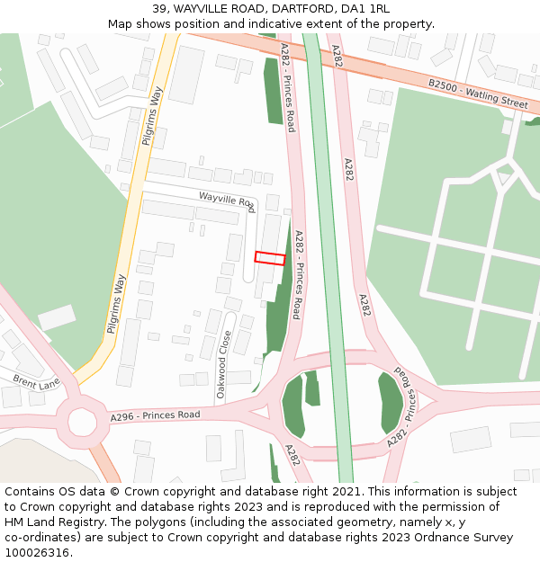 39, WAYVILLE ROAD, DARTFORD, DA1 1RL: Location map and indicative extent of plot