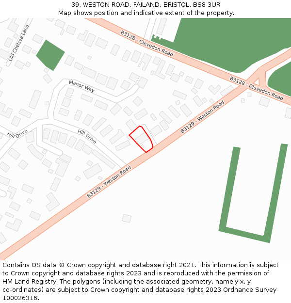 39, WESTON ROAD, FAILAND, BRISTOL, BS8 3UR: Location map and indicative extent of plot