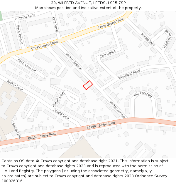 39, WILFRED AVENUE, LEEDS, LS15 7SP: Location map and indicative extent of plot