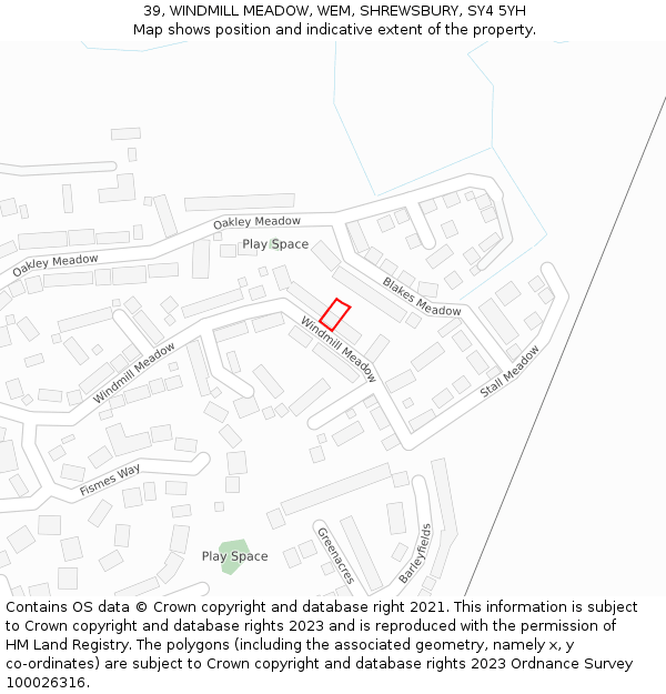 39, WINDMILL MEADOW, WEM, SHREWSBURY, SY4 5YH: Location map and indicative extent of plot