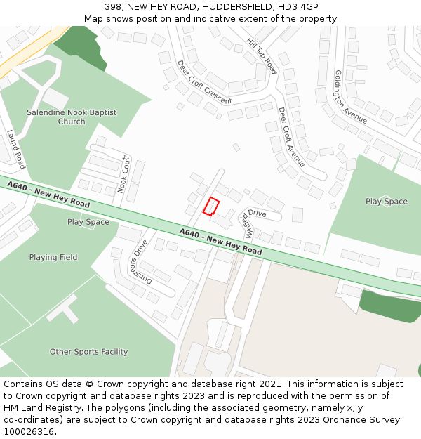 398, NEW HEY ROAD, HUDDERSFIELD, HD3 4GP: Location map and indicative extent of plot