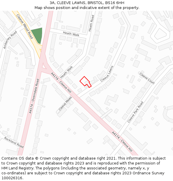 3A, CLEEVE LAWNS, BRISTOL, BS16 6HH: Location map and indicative extent of plot