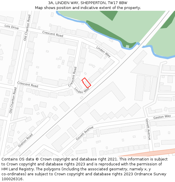 3A, LINDEN WAY, SHEPPERTON, TW17 8BW: Location map and indicative extent of plot