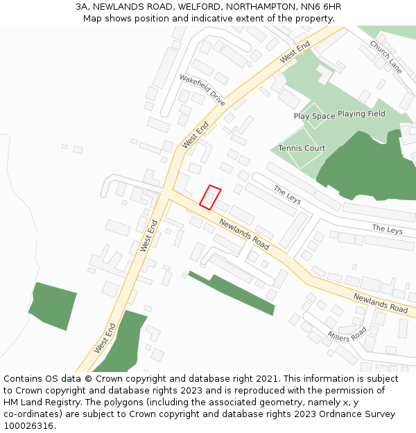 3A, NEWLANDS ROAD, WELFORD, NORTHAMPTON, NN6 6HR: Location map and indicative extent of plot