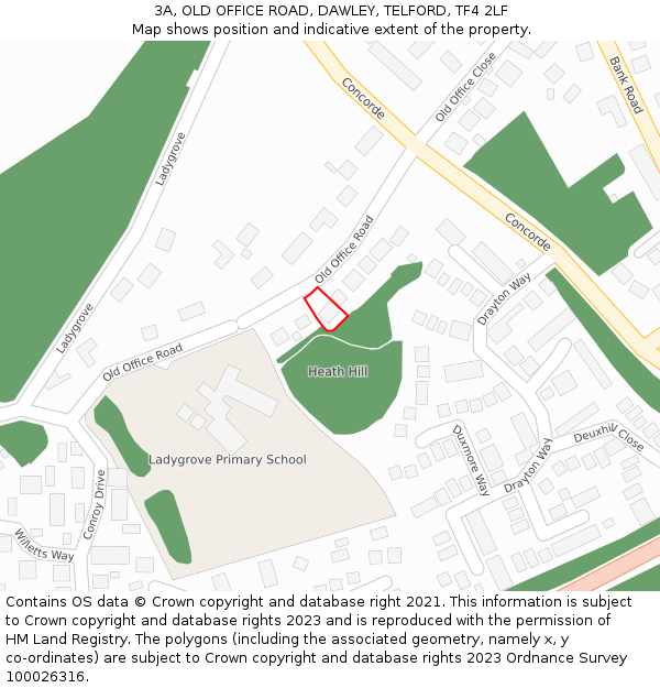 3A, OLD OFFICE ROAD, DAWLEY, TELFORD, TF4 2LF: Location map and indicative extent of plot