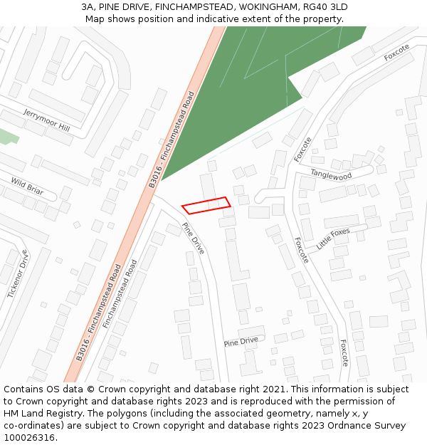 3A, PINE DRIVE, FINCHAMPSTEAD, WOKINGHAM, RG40 3LD: Location map and indicative extent of plot