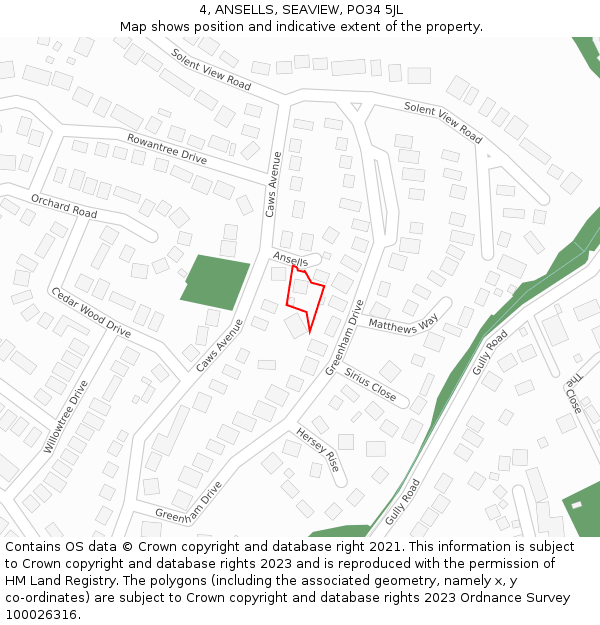 4, ANSELLS, SEAVIEW, PO34 5JL: Location map and indicative extent of plot