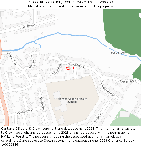 4, APPERLEY GRANGE, ECCLES, MANCHESTER, M30 9DR: Location map and indicative extent of plot