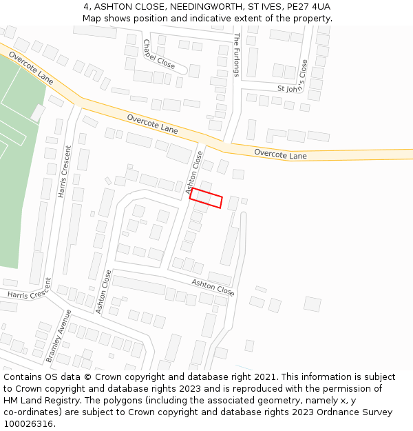 4, ASHTON CLOSE, NEEDINGWORTH, ST IVES, PE27 4UA: Location map and indicative extent of plot