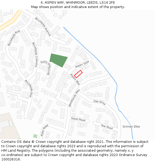 4, ASPEN WAY, WHINMOOR, LEEDS, LS14 2FE: Location map and indicative extent of plot