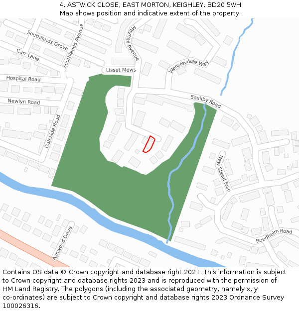 4, ASTWICK CLOSE, EAST MORTON, KEIGHLEY, BD20 5WH: Location map and indicative extent of plot