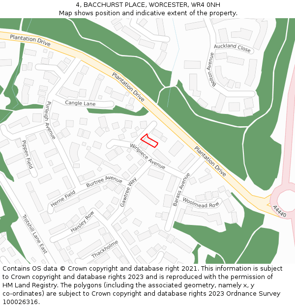 4, BACCHURST PLACE, WORCESTER, WR4 0NH: Location map and indicative extent of plot