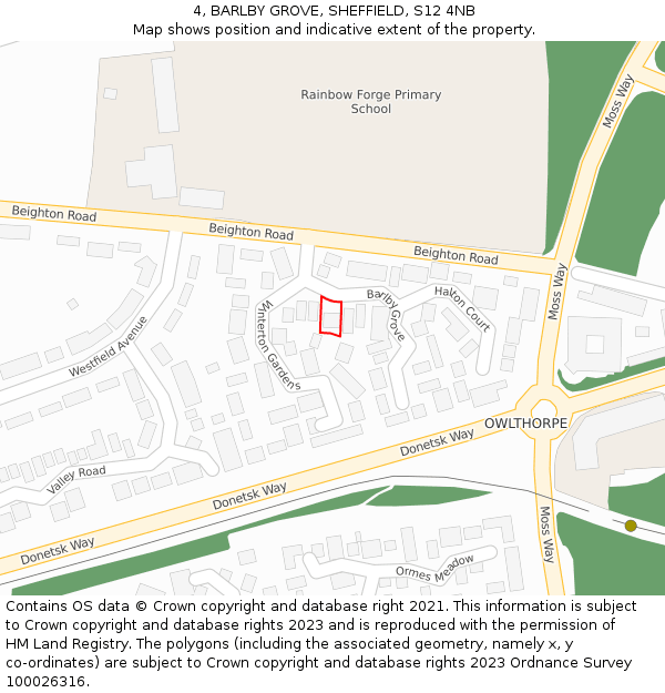 4, BARLBY GROVE, SHEFFIELD, S12 4NB: Location map and indicative extent of plot