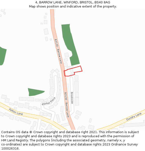 4, BARROW LANE, WINFORD, BRISTOL, BS40 8AG: Location map and indicative extent of plot