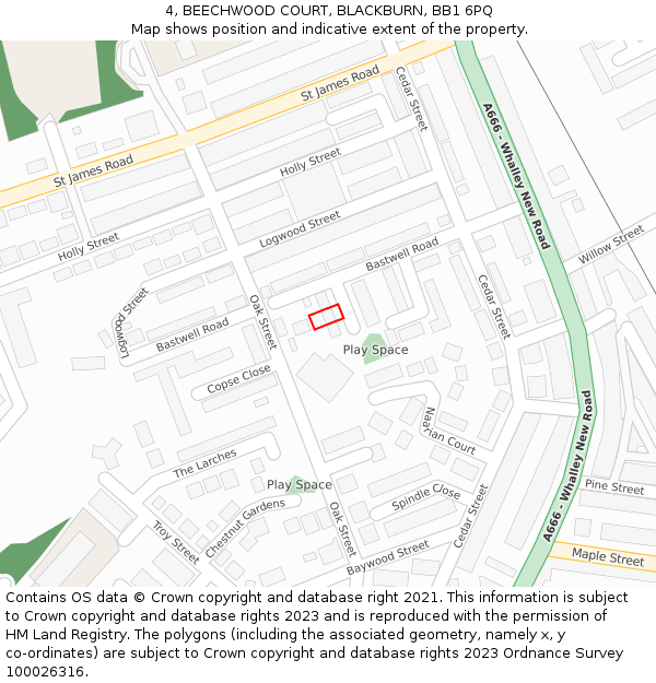 4, BEECHWOOD COURT, BLACKBURN, BB1 6PQ: Location map and indicative extent of plot