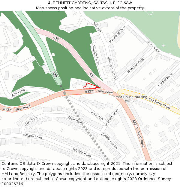 4, BENNETT GARDENS, SALTASH, PL12 6AW: Location map and indicative extent of plot