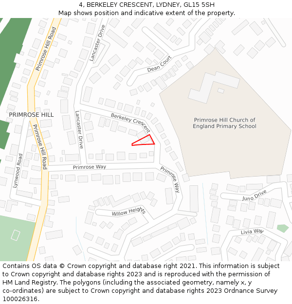 4, BERKELEY CRESCENT, LYDNEY, GL15 5SH: Location map and indicative extent of plot