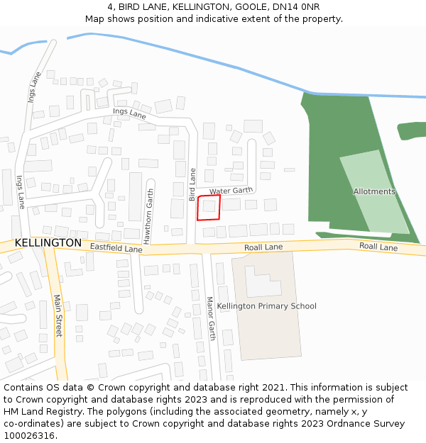 4, BIRD LANE, KELLINGTON, GOOLE, DN14 0NR: Location map and indicative extent of plot