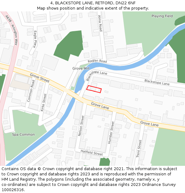 4, BLACKSTOPE LANE, RETFORD, DN22 6NF: Location map and indicative extent of plot