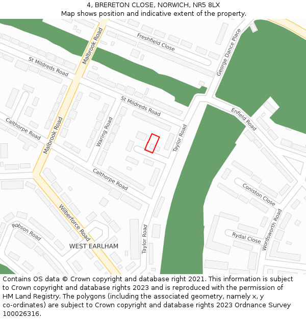 4, BRERETON CLOSE, NORWICH, NR5 8LX: Location map and indicative extent of plot