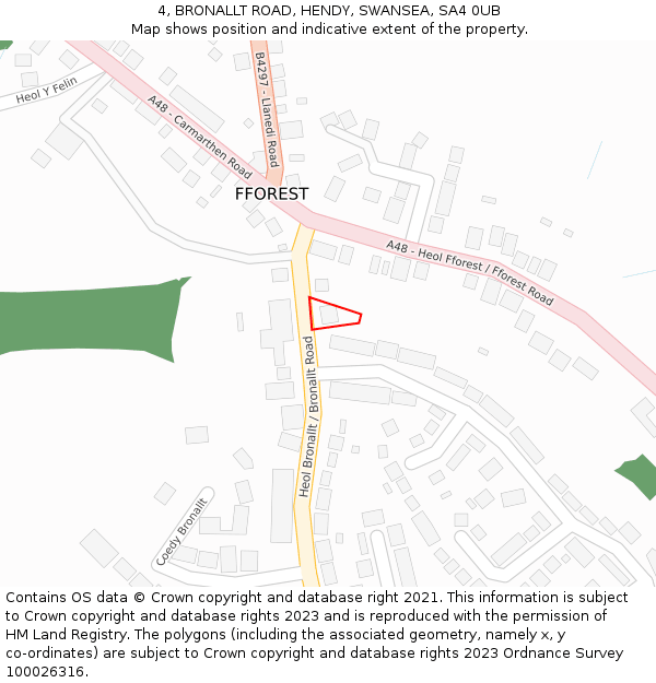 4, BRONALLT ROAD, HENDY, SWANSEA, SA4 0UB: Location map and indicative extent of plot