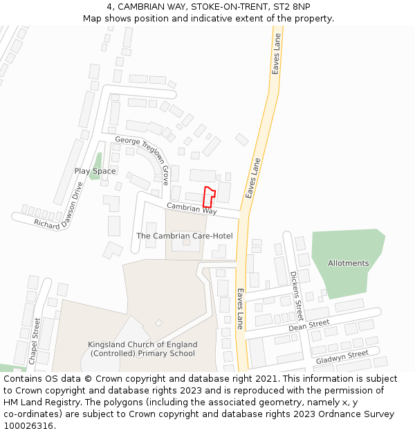 4, CAMBRIAN WAY, STOKE-ON-TRENT, ST2 8NP: Location map and indicative extent of plot