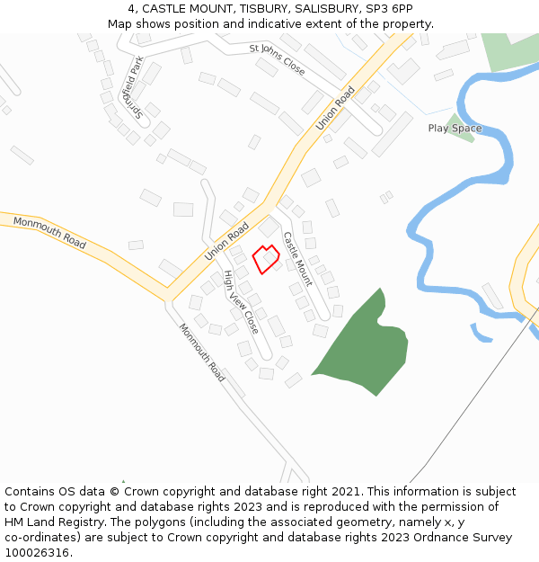 4, CASTLE MOUNT, TISBURY, SALISBURY, SP3 6PP: Location map and indicative extent of plot