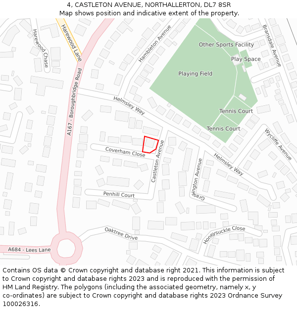 4, CASTLETON AVENUE, NORTHALLERTON, DL7 8SR: Location map and indicative extent of plot