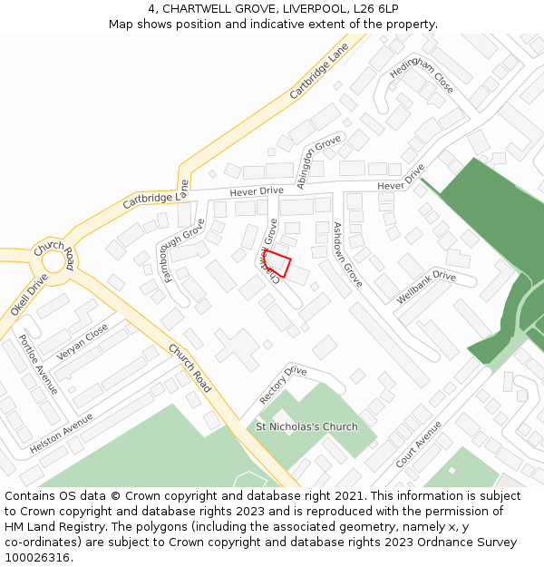 4, CHARTWELL GROVE, LIVERPOOL, L26 6LP: Location map and indicative extent of plot