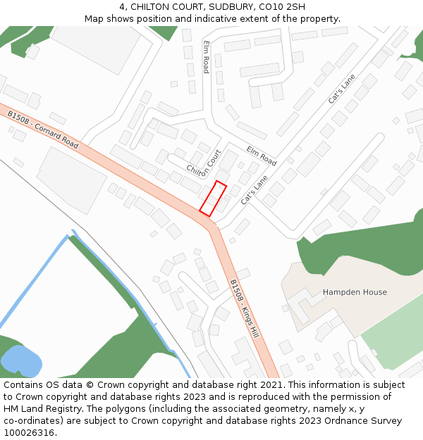 4, CHILTON COURT, SUDBURY, CO10 2SH: Location map and indicative extent of plot