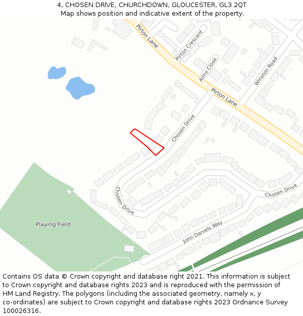 4, CHOSEN DRIVE, CHURCHDOWN, GLOUCESTER, GL3 2QT: Location map and indicative extent of plot