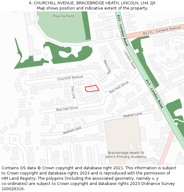 4, CHURCHILL AVENUE, BRACEBRIDGE HEATH, LINCOLN, LN4 2JX: Location map and indicative extent of plot