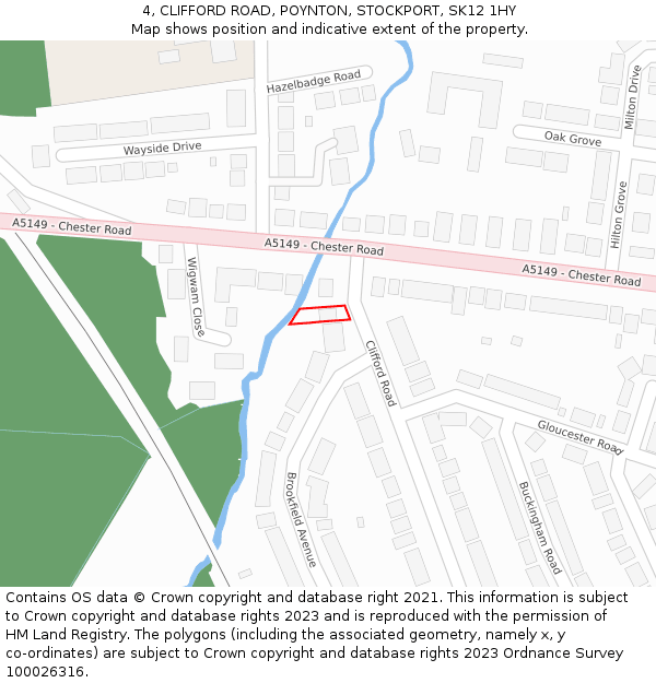 4, CLIFFORD ROAD, POYNTON, STOCKPORT, SK12 1HY: Location map and indicative extent of plot