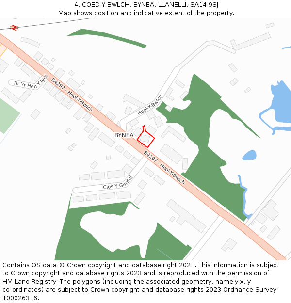 4, COED Y BWLCH, BYNEA, LLANELLI, SA14 9SJ: Location map and indicative extent of plot