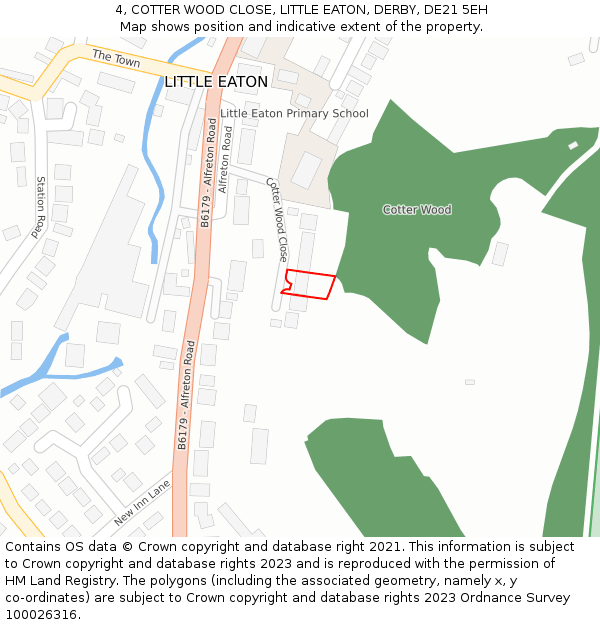 4, COTTER WOOD CLOSE, LITTLE EATON, DERBY, DE21 5EH: Location map and indicative extent of plot