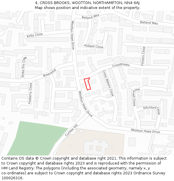 4, CROSS BROOKS, WOOTTON, NORTHAMPTON, NN4 6AJ: Location map and indicative extent of plot