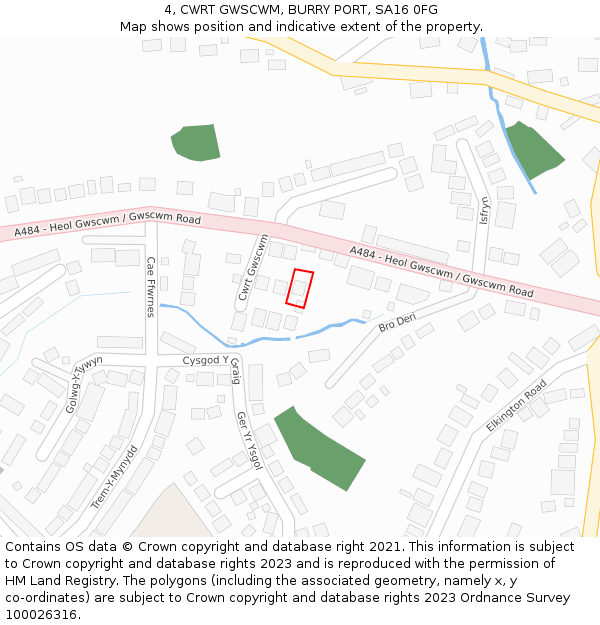 4, CWRT GWSCWM, BURRY PORT, SA16 0FG: Location map and indicative extent of plot