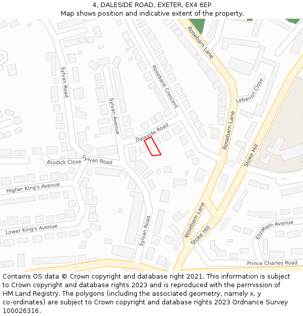 4, DALESIDE ROAD, EXETER, EX4 6EP: Location map and indicative extent of plot