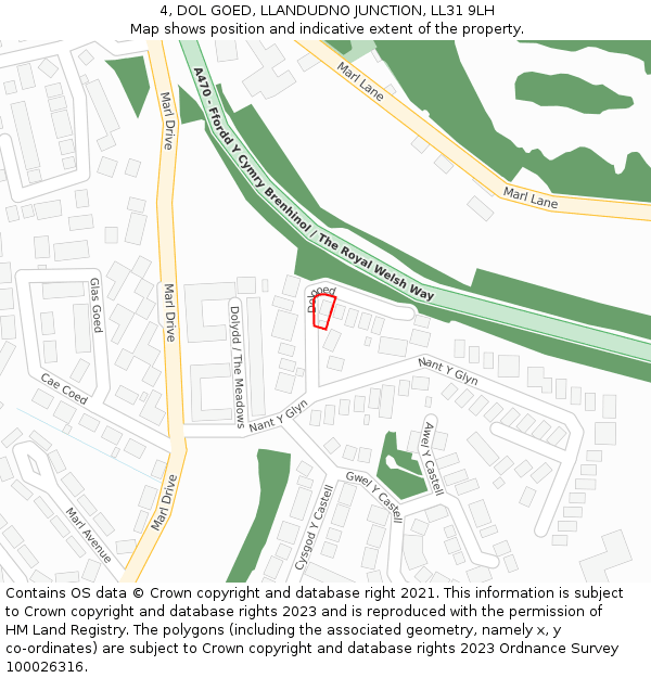 4, DOL GOED, LLANDUDNO JUNCTION, LL31 9LH: Location map and indicative extent of plot