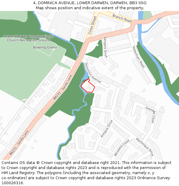 4, DOMINICA AVENUE, LOWER DARWEN, DARWEN, BB3 0SG: Location map and indicative extent of plot