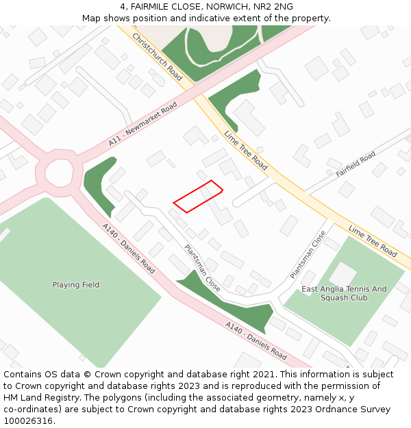 4, FAIRMILE CLOSE, NORWICH, NR2 2NG: Location map and indicative extent of plot