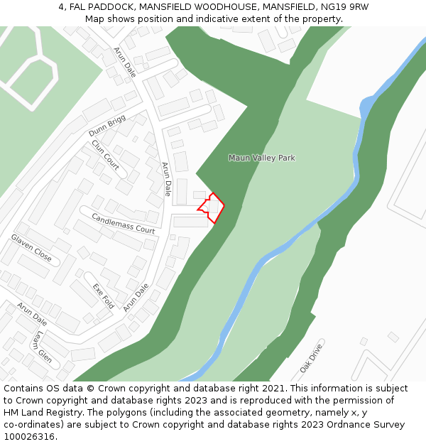 4, FAL PADDOCK, MANSFIELD WOODHOUSE, MANSFIELD, NG19 9RW: Location map and indicative extent of plot