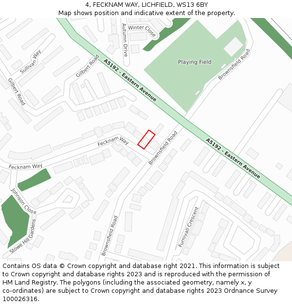 4, FECKNAM WAY, LICHFIELD, WS13 6BY: Location map and indicative extent of plot