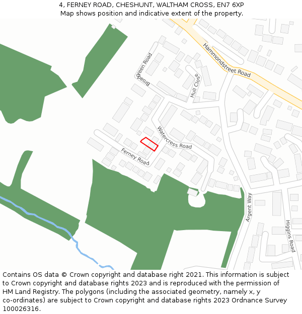 4, FERNEY ROAD, CHESHUNT, WALTHAM CROSS, EN7 6XP: Location map and indicative extent of plot