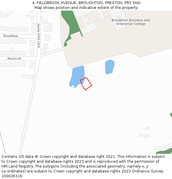 4, FIELDBROOK AVENUE, BROUGHTON, PRESTON, PR3 5NG: Location map and indicative extent of plot