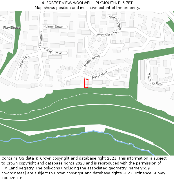 4, FOREST VIEW, WOOLWELL, PLYMOUTH, PL6 7RT: Location map and indicative extent of plot