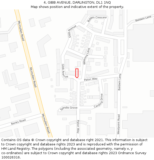 4, GIBB AVENUE, DARLINGTON, DL1 1NQ: Location map and indicative extent of plot